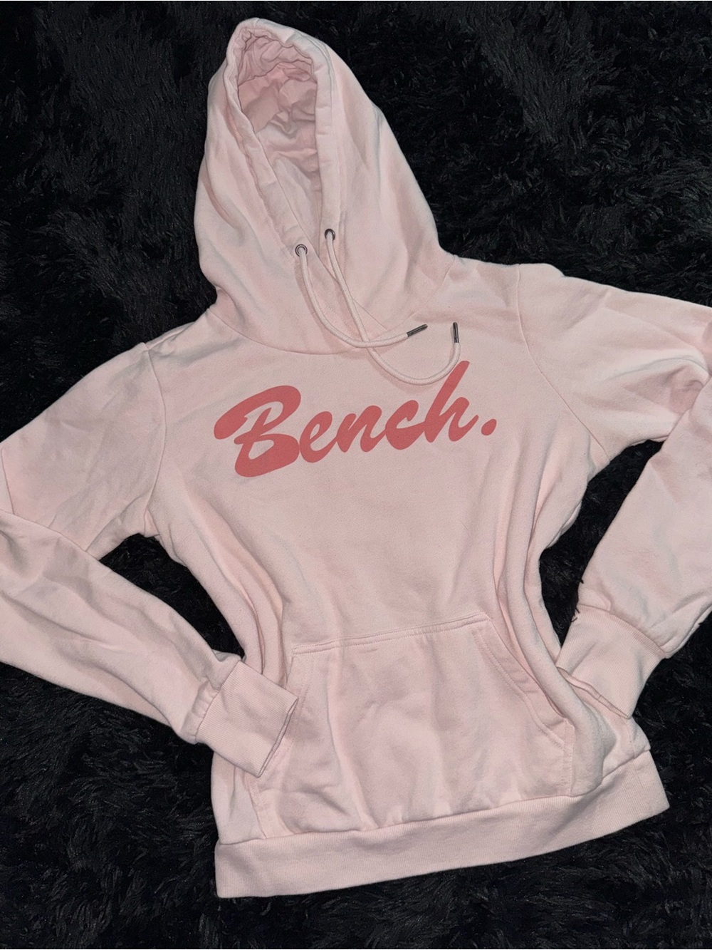 Light Pink Bench Pullover Hoodie with Pocket and Thumbholes